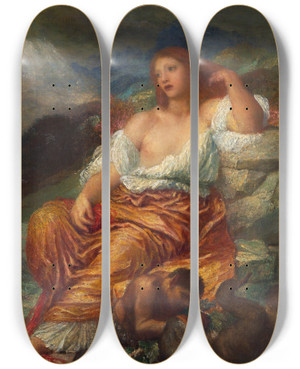 Triptych art skateboard deck of George Frederic Watts Ariadne by George Frederic Watts (1817-1904)