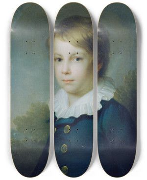 Triptych art skateboard deck of Johann Baptist Von Lampi The Elder Alessandro Lampi by Johann Baptist Von Lampi The Elder (1751-1830)
