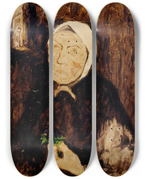 Triptych art skateboard deck of Franz Secky Die Veilchenverkuferin by Franz Secky (1895-1950)