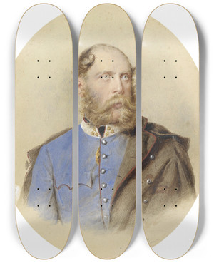 Triptych art skateboard deck of Josef Kriehuber Portrt Erzherzog Carl Ludwig by Josef Kriehuber (1800-1876)