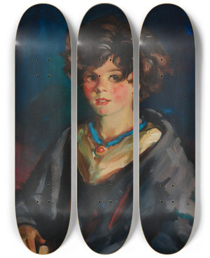 Triptych art skateboard deck of Robert Henri Annie Beg by Robert Henri (1865-1929)