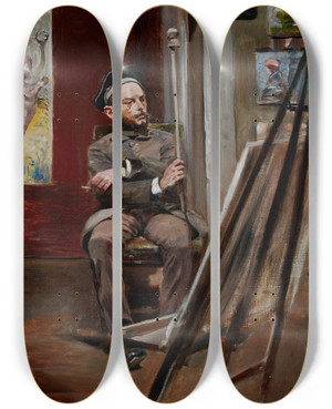 Triptych art skateboard deck of Jacek Malczewski Portrait Of Stanisaw Tondos by Jacek Malczewski (1854-1929)