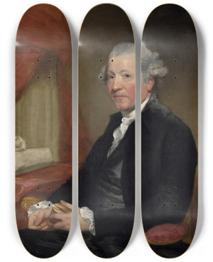 Triptych art skateboard deck of Gilbert Stuart Sir Joshua Reynolds by Gilbert Stuart (1755-1828)