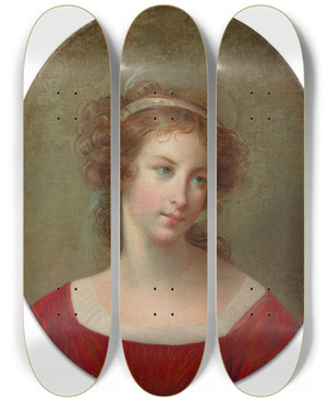 Triptych art skateboard deck of Elisabeth Louise Vige Le Brun Portrait De Femme En Robe Rouge by Elisabeth Louise Vigee Le Brun (1755-1842)