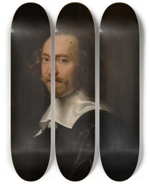 Triptych art skateboard deck of Abraham De Vries Portrait Of A Man_1 by Abraham de Vries (1585-1650)
