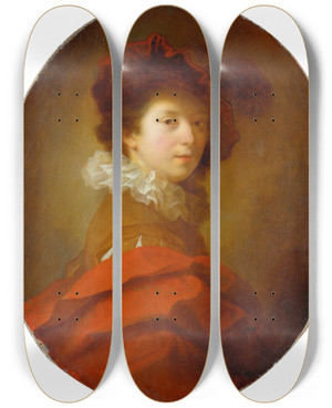 Triptych art skateboard deck of Alexis Grimou Portrait Of A Young Man by Alexis Grimou (1678-1733)
