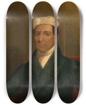 Triptych art skateboard deck of Henry Inman Catahecassa by Henry Inman (1801-1846)