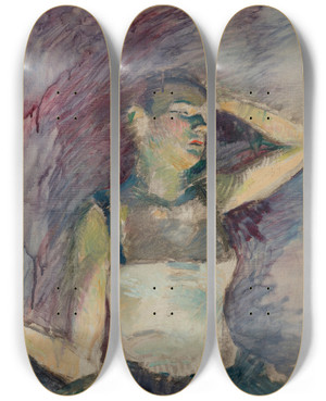 Triptych art skateboard deck of Henri De Toulouselautrec Tude De Danseuse by Henri de Toulouse-Lautrec (1864-1901)