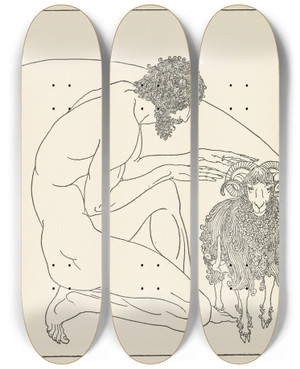 Triptych art skateboard deck of Padraic Colum The Childrens Homer Pl 40 by Padraic Colum (1881-1972)