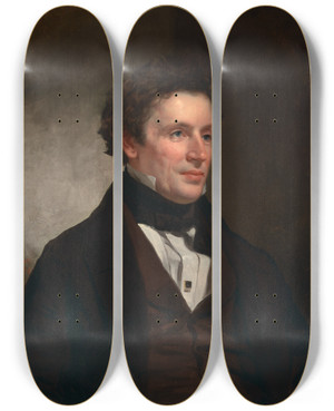 Triptych art skateboard deck of Charles Loring Elliott James C Mcguire by Charles Loring Elliott (1812-1868)