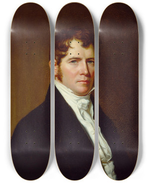 Triptych art skateboard deck of John Vanderlyn Portrait Of A Man by John Vanderlyn (1775-1852)