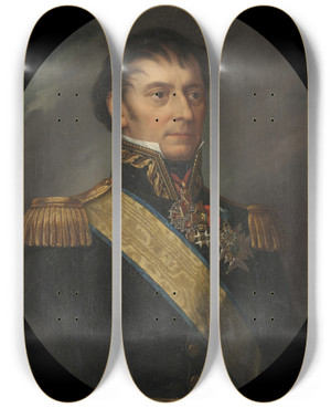 Triptych art skateboard deck of Fredric Westin Louis Marie De Camps 17651844 Major General by Fredric Westin (1782-1862)