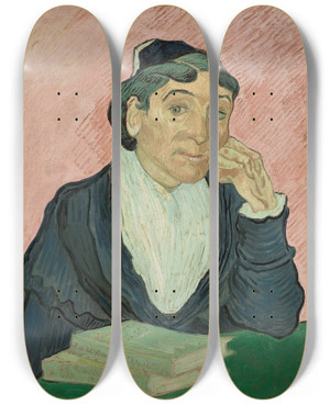 Triptych art skateboard deck of Vincent Van Gogh The Woman From Arles by Vincent van Gogh (1853-1890)