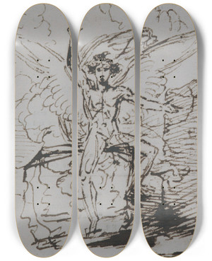 Triptych art skateboard deck of Benjamin West The Angel At The Tomb Of Christ by Benjamin West (1738-1820) Triptych art skateboard deck of Benjamin West The Angel At The Tomb Of Christ by Benjamin West (1738-1820)
