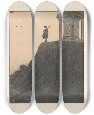 Triptych art skateboard deck of Albert Hahn De Eenzame Wachtpost by Albert Hahn (1877-1918)