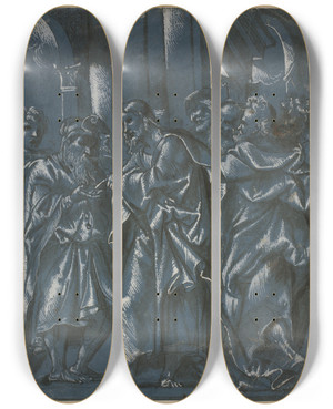 Triptych art skateboard deck of Domenico Campagnola Skattens Mnt by Domenico Campagnola (1500-1564) Triptych art skateboard deck of Domenico Campagnola Skattens Mnt by Domenico Campagnola (1500-1564)