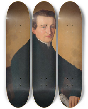 Triptych art skateboard deck of Jozef Boetech Klemens Portrait Of A Revivalist_2 by Jozef Bozetech Klemens (1817-1883)