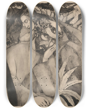 Triptych art skateboard deck of Lodewijk Schelfhout Christus Op De Olijfberg by Lodewijk Schelfhout (1881-1943)