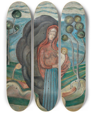 Triptych art skateboard deck of Tytus Czyewski Madonna by Tytus Czyzewski (1880-1945)