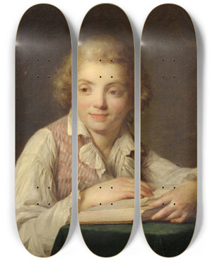 Triptych art skateboard deck of Antoine Vestier Portrait Of Jeanren Vestier by Antoine Vestier (1740-1824)