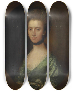 Triptych art skateboard deck of Thomas Gainsborough Portrait Of Mrs Isaac Elton by Thomas Gainsborough (1727-1788)