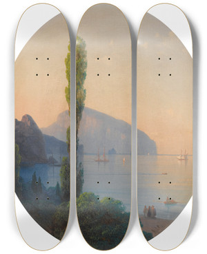 Triptych art skateboard deck of Ivan Konstantinovich Aivazovsky View Of The Ayu Dag by Ivan Konstantinovich Aivazovsky (1817-1900)