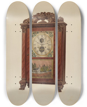 Triptych art skateboard deck of Frank Wenger Shelf Clock_1 by Frank Wenger (20-)