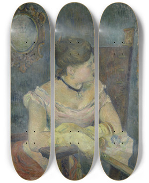 Triptych art skateboard deck of Paul Gauguin Madame Mette Gauguin In Evening Dress by Paul Gauguin (1848-1903)