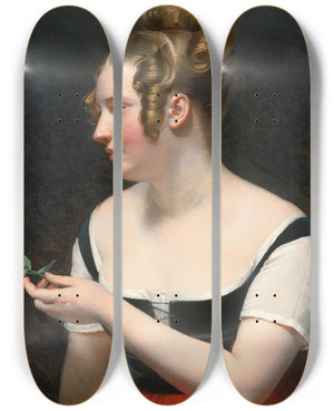Triptych art skateboard deck of Douardlouis Dubufe Allegory Of Smell by Edouard Louis Dubufe (1819-1820-1883)