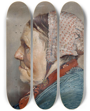 Triptych art skateboard deck of Christian Krohg Ane Gaihede by Christian Krohg (1852-1925)