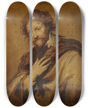 Triptych art skateboard deck of Follower Of Anthony Van Dyck Portrait Of Peter Paul Rubens 15771640 by Follower Of Anthony Van Dyck (1599-1641)