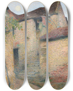 Triptych art skateboard deck of Henri Martin Charit by Henri Martin (1860-1943)