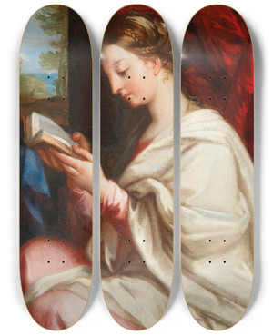 Triptych art skateboard deck of Carlo Maratti The Madonna Reading by Carlo Maratti (1625-1713)