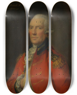 Triptych art skateboard deck of Thomas Gainsborough Lieutenant Colonel Paul Pechell 17241800 by Thomas Gainsborough (1727-1788)