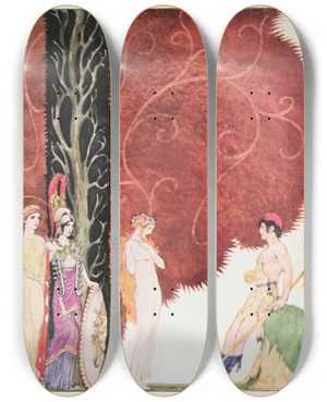 Triptych art skateboard deck of Padraic Colum The Childrens Homer Pl 02 by Padraic Colum (1881-1972)