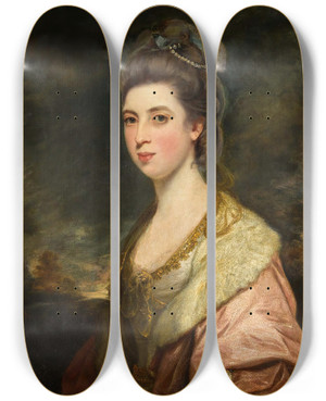 Triptych art skateboard deck of Sir Joshua Reynolds Portrait Of Mrs Richard Pennant by Sir Joshua Reynolds (1723-1792)