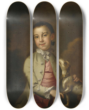 Triptych art skateboard deck of John Wollaston The Younger Portrait Of William Holmes by John Wollaston the Younger (1710-1775)