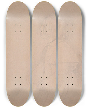 Triptych art skateboard deck of Edgar Degas Portrait Of Giuliabellelli by Edgar Degas (1834-1917)