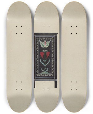 Triptych art skateboard deck of Martin Partyka Side View Of Guilford Painted Chest by Martin Partyka