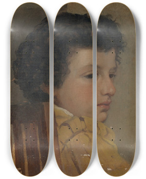 Triptych art skateboard deck of Italian School Young Boy In Profile by Italian School (1800-1899)