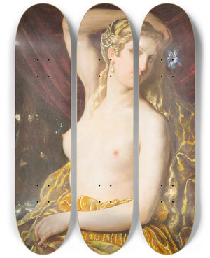 Triptych art skateboard deck of Alexander Karl Friedrich Von Otterstedt Venus by Alexander Karl Friedrich Von Otterstedt (1848-1909)