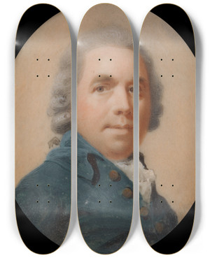 Triptych art skateboard deck of Abraham Daniel Portrait Of A Gentleman by Abraham Daniel