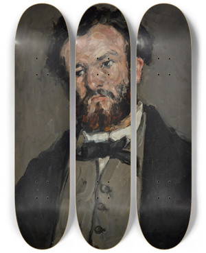 Triptych art skateboard deck of Paul Czanne Portrait Of Anthony Valabrgue by Paul Cezanne (1839-1906)