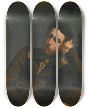 Triptych art skateboard deck of John Opie Portrait Of John Penwarne Junior by John Opie (1761-1807)