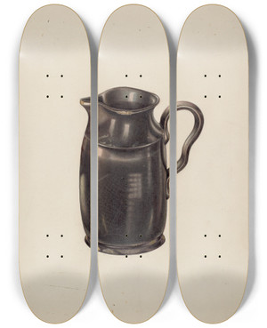Triptych art skateboard deck of Wellington Blewett Moravian Pitcher by Wellington Blewett (20-)