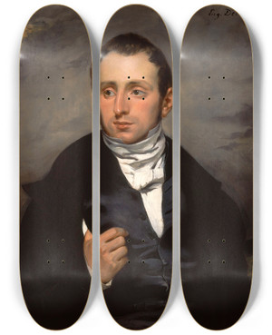 Triptych art skateboard deck of Eugne Delacroix A Portrait Of Dr Franoismarie Desmaisons by Eugene Delacroix (1798-1863)