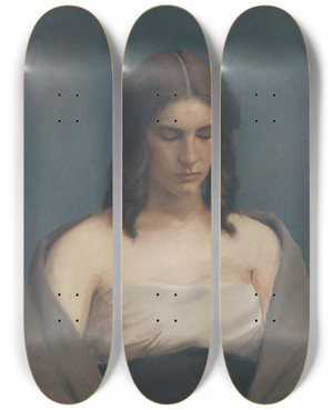 Triptych art skateboard deck of Ladislav Tresko Study Of A Woman by Ladislav Treskon (1900-1923)