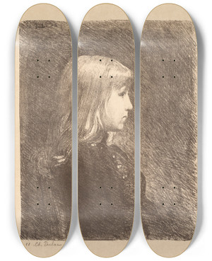 Triptych art skateboard deck of Charles Marie Dulac Young Lady Jeune Fille by Charles Marie Dulac (1865-1898)