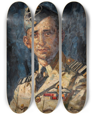 Triptych art skateboard deck of Leslie Oliphant Air Chief Marshal Sir Arthur Tedder by Leslie Oliphant (20-)