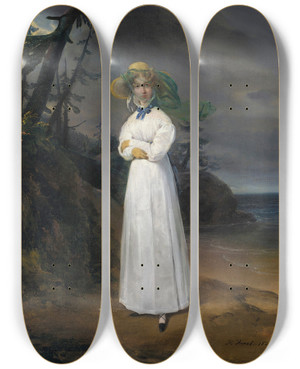 Triptych art skateboard deck of Horace Vernet Portrait Of The Widow Comtesse Jeanhenrilouis Greffulhe Ne Mariefranoiseclestine De Vintimille Du Luc Later Comtesse Philippepaul De Sgur 17871862 In A Landscape by Horace Vernet (1789-1863)